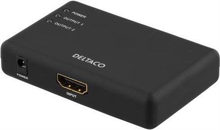 HDMI-splitter, 2 ports,4K, Ultra HD, 3D, HDCP, svart